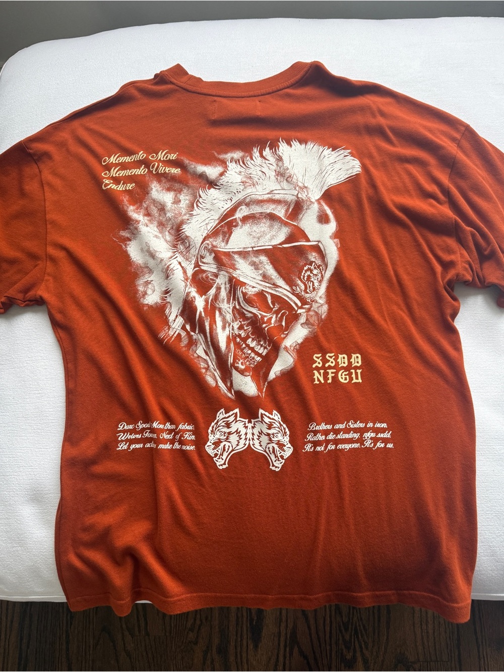 Darc Sport Rust Short Sleeve Tee with White Skull Graphic